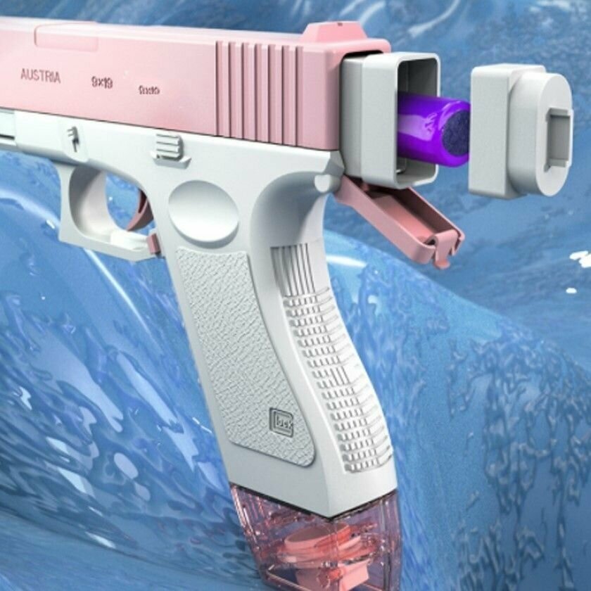 Автоматический водяной пистолет Glock с двумя обоймами розовый