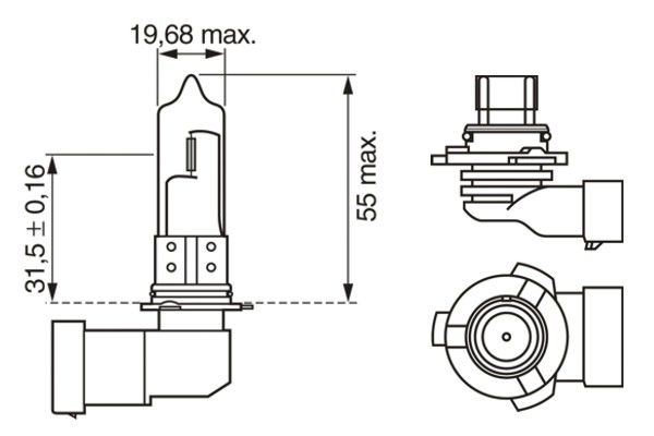 Лампа автомобильная накаливания Bosch Eco 1987302807 HB3 12V 60W P20d