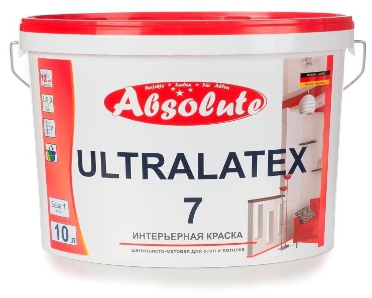 Краска водно-дисперсионная Absolute Ultralatex 7, База 1, 10 л.