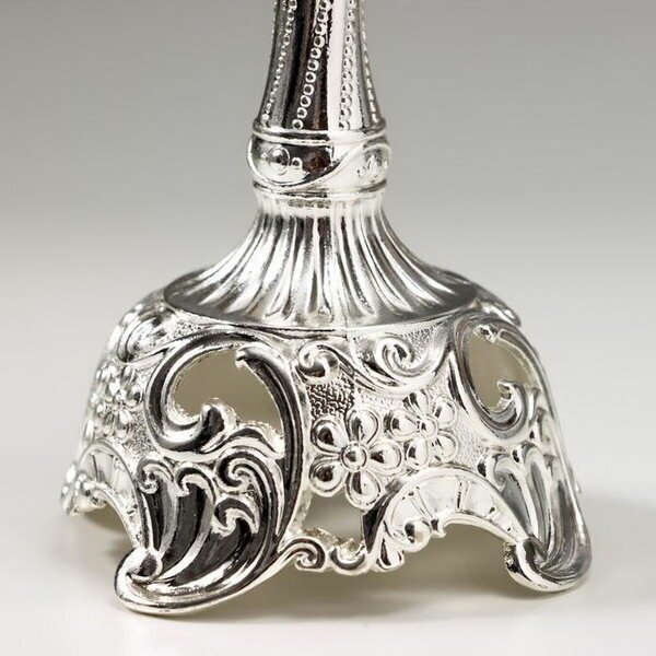 Подсвечник металл на 1 свечу "Виноградная лоза" серебро 18.5х6х6 см - фотография № 4