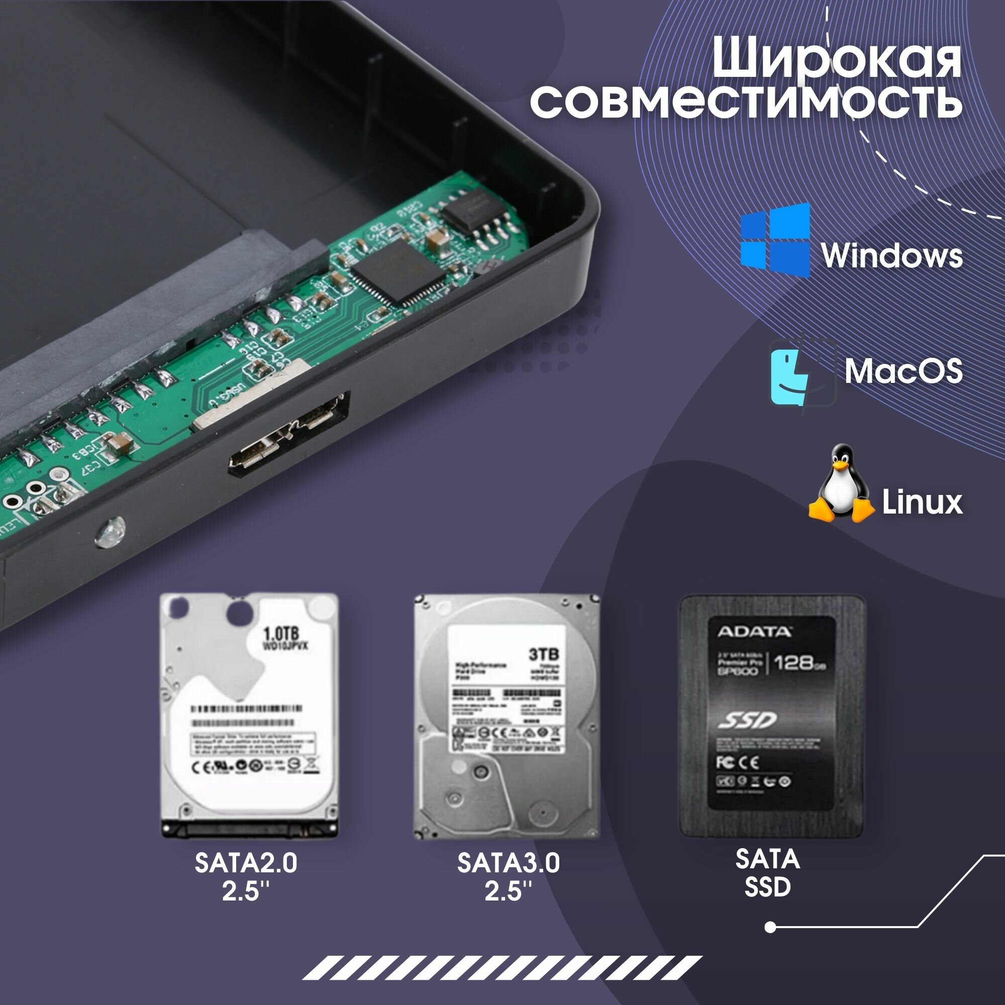 Бокс для жесткого диска 2.5 usb 3.0