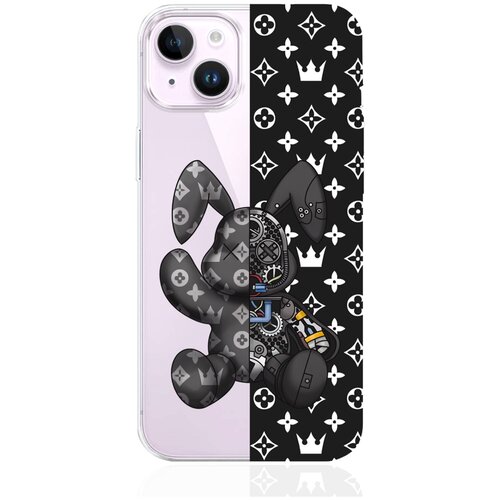Прозрачный силиконовый чехол MustHaveCase для iPhone 14 Plus Bunny Черный для Айфон 14 Плюс