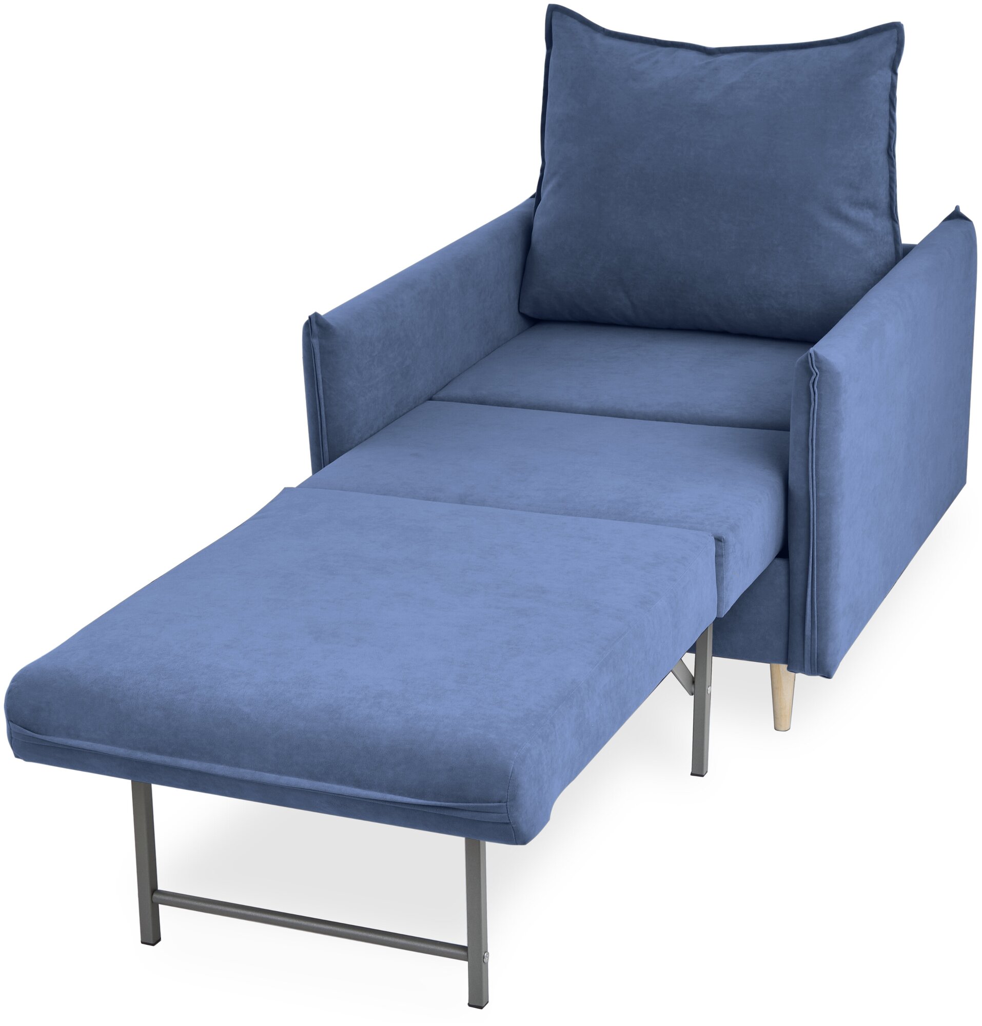 Кресло-кровать, Кресло Brendoss Бёрч раскладное, материал велюр, синий, 90х100х92 см - фотография № 9