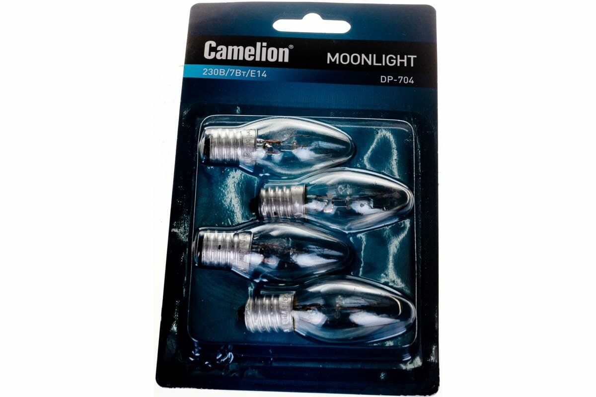 Запасная лампа накаливания для ночников Camelion DP-704 BL-4 прозрачная, 220V, 7W, Е14 7077 - фотография № 3
