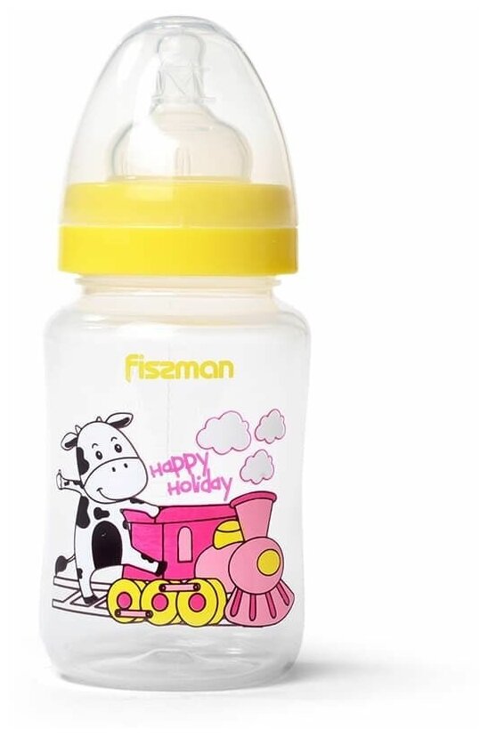 Бутылочка Fissman для кормления 240 мл, цвет желтый (пластик) (6888)