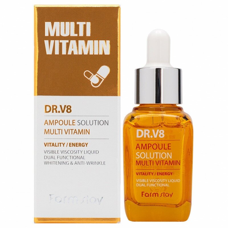 Сыворотка ампульная мультивитаминная FarmStay DR.V8 Ampoule Solution Multi Vitamin, 30ml - фото №20