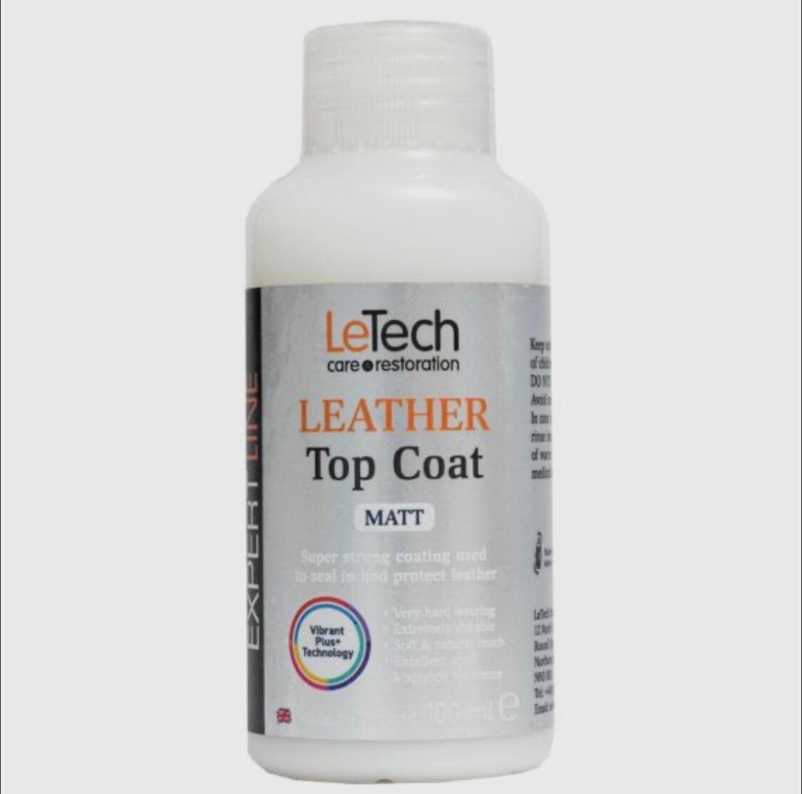 Защитный матовый лак для кожи после ремонта, после покраски, LeTech (Leather Top Coat) Matt 100ml