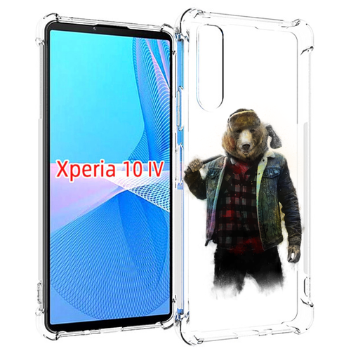 Чехол MyPads медведь с топором для Sony Xperia 10 IV (10-4) задняя-панель-накладка-бампер