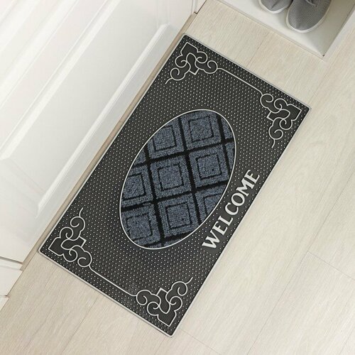 Коврик придверный резиновый Доляна Welcome, 40×70 см, цвет микс