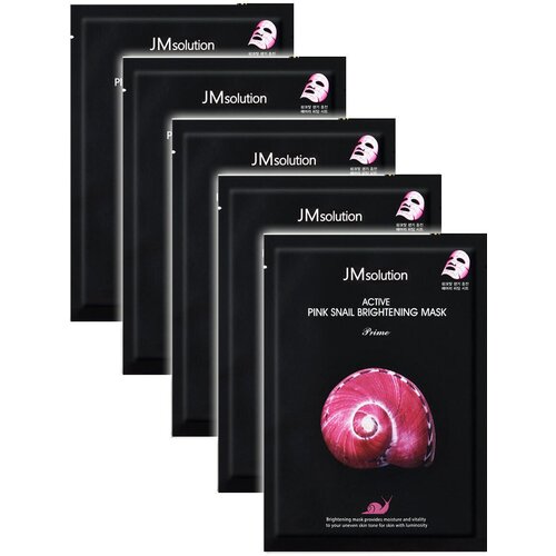 тканевая маска для лица jmsolution active pink snail brightening mask 1 шт JMsolution Active Pink Snail Brightening Mask Prime Тканевая маска для лица увлажняющая с муцином улитки , 5 шт