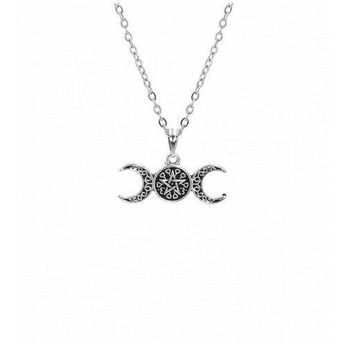 Колье SILVARIE, длина 50 см, серебряный, черный луна лилит кулон с цепочкой