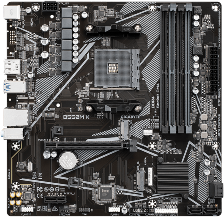 Материнская плата GIGABYTE B550M K, AM4, 4xDDR4, mATX, RAID/HDMI, Retail — фото 1
