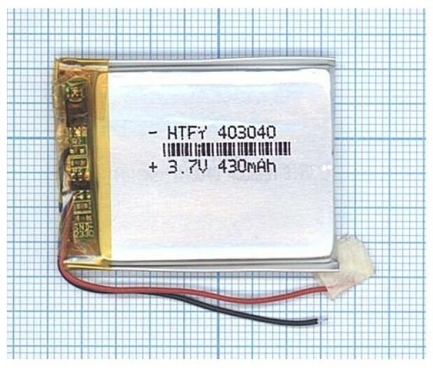 Аккумулятор универсальный 4x30x40 мм 3.8V 430mAh Li-Pol (2 Pin)