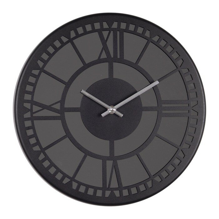 Рубин Часы настенные, интерьерные: Лофт, бесшумные, d-32 см, черные