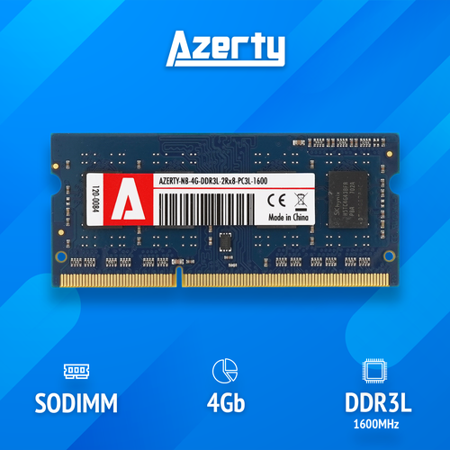 Оперативная память Azerty SODIMM DDR3L 4Gb 1600 MHz озу sodimm ddr3l 4gb kingfast 1600 mhz 1 35v kf ddr3l nb