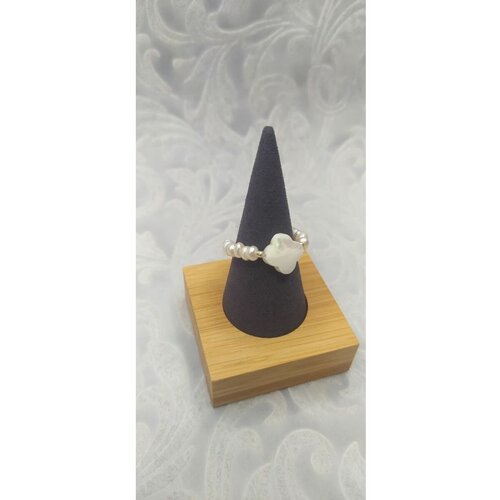 Кольцо, перламутр, белый