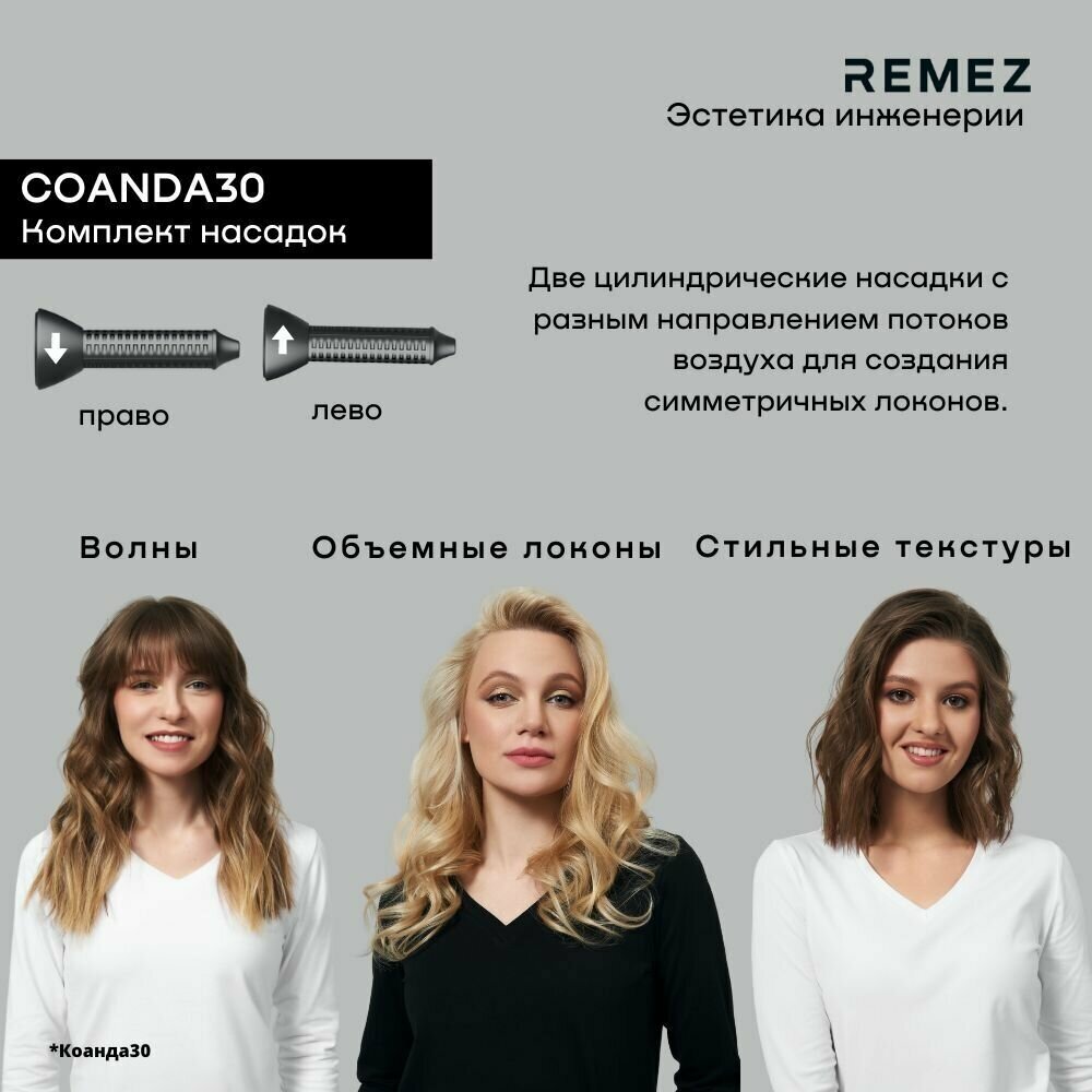 Фен-стайлер для волос профессиональный с насадками REMEZ Model S RMB-708B - фотография № 2