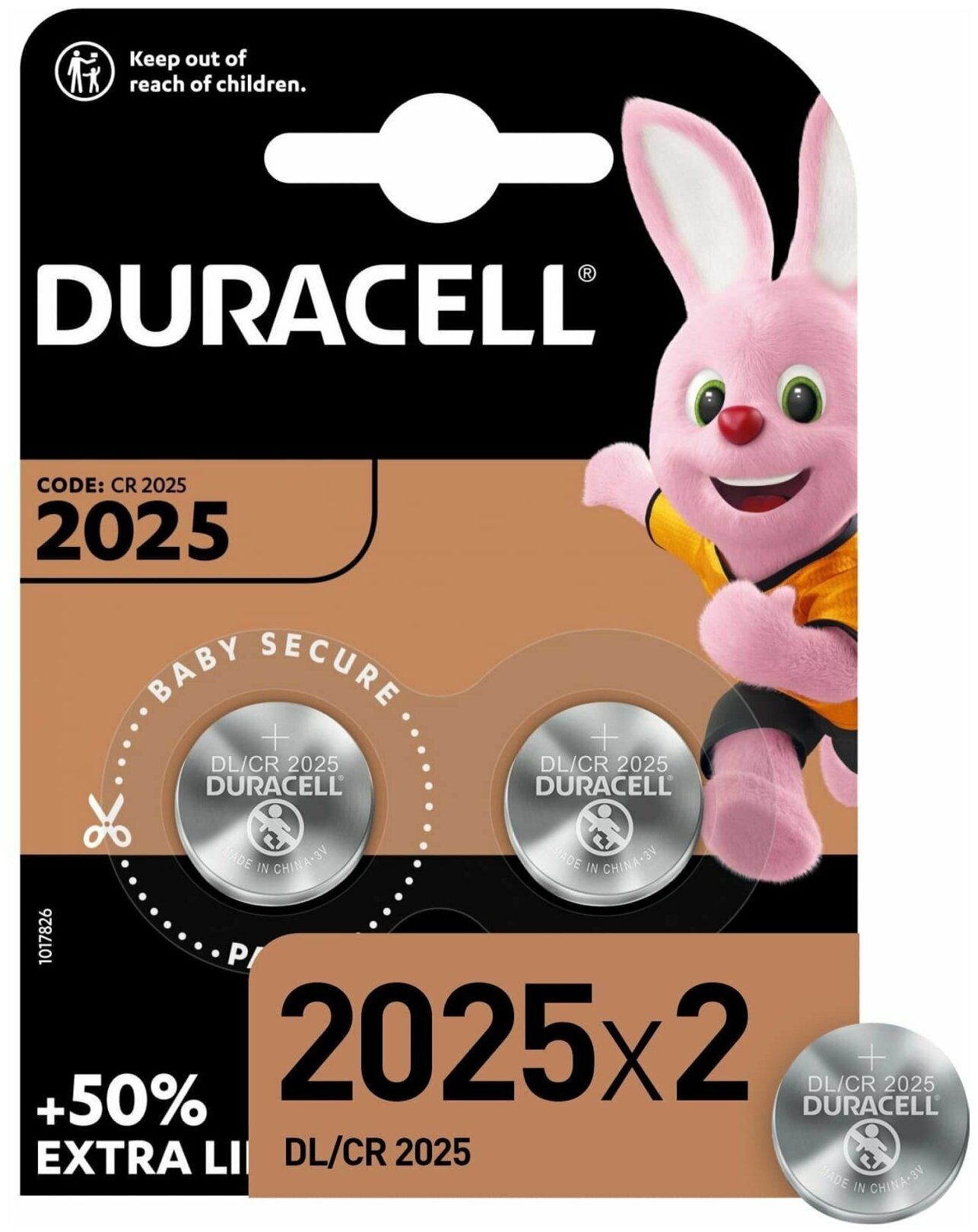 Батарейка Duracell CR2025 BL2 Lithium 3V CN (2/20/200)