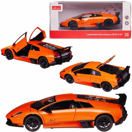 Машина металлическая Rastar масштаб 1:24, Lamborghini Murcielago LP670-4, двери и багажник открываются (39300OR) машина металлическая 1 24 scale lamborghini murcielago lp670 4 цвет оранжевый двери и багажник открываются
