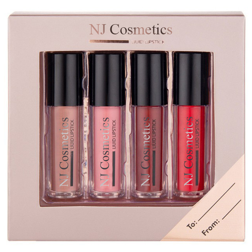 Купить NJ Cosmetics/Помада для губ, Подарочный набор, 4 шт тон 02, красный/розовый/бордовый/темно-коричневый