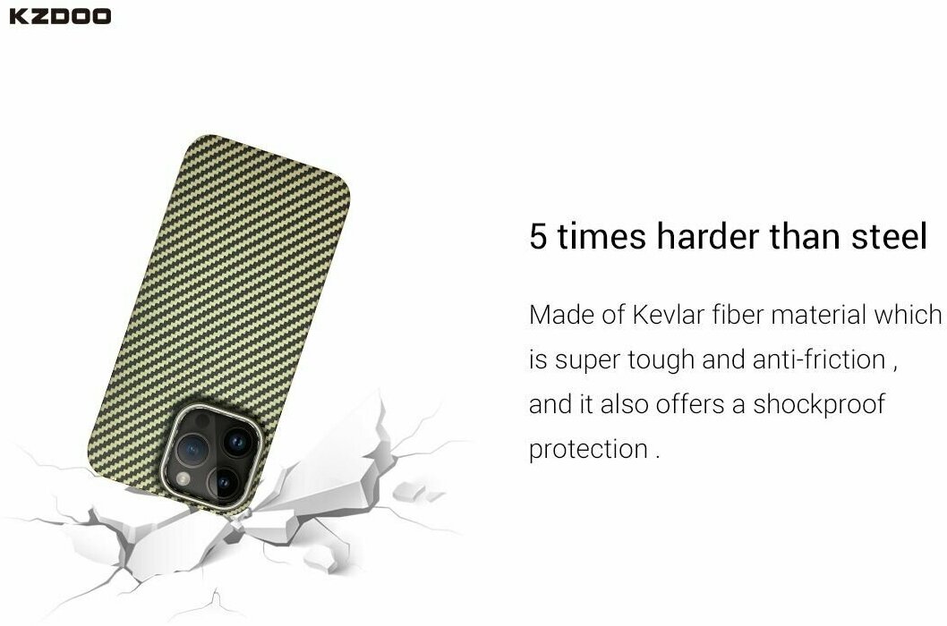 Чехол ультратонкий K-DOO Kevlar для iPhone 14 Pro Max, коричневый - фотография № 7