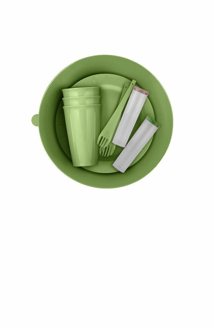 Набор для пикника Vanilla на 3 персоны полипропилен цвет зеленый - фотография № 1