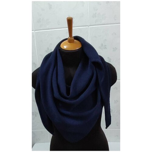 фото Бактус косынка шейный платок 100% мериносовая шерсть цвет темно-синий lastochka_knit_wear