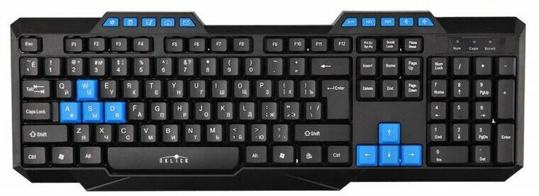Клавиатура Oklick 750G, USB, черный/синий