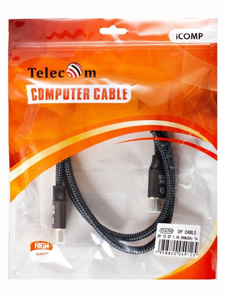 Кабель аудио-видео Telecom TCG750-1.5M, DisplayPort (m) - DisplayPort (m) , 1.5м, GOLD серый Noname - фото №11