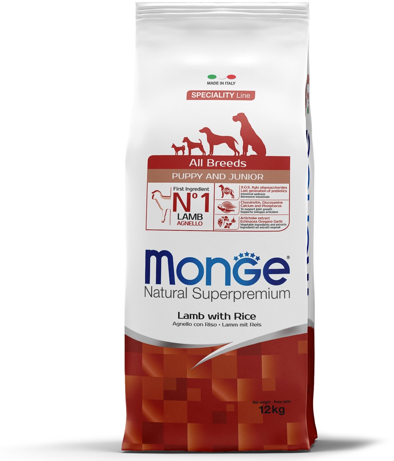 Monge Dog Speciality Puppy & Junior для щенков всех пород Ягненок и рис, 12 кг.