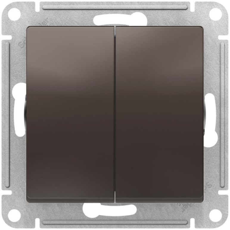 AtlasDesign ATN000652 Выключатель двухклавишный (10 А, в сборе, скрытая установка, мокко) Упаковка (10 шт.) Schneider Electric - фото №2