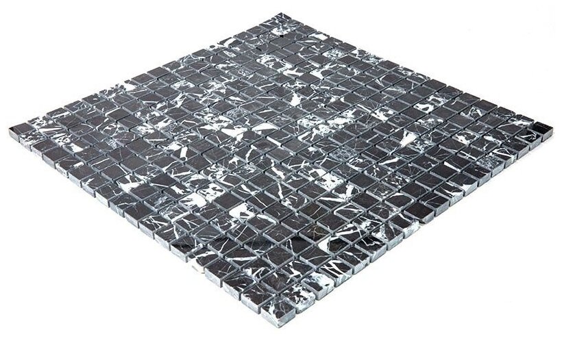 Мозаика из натурального черного мрамора Natural Mosaic 7M081-15P черный темный квадрат глянцевый - фотография № 4
