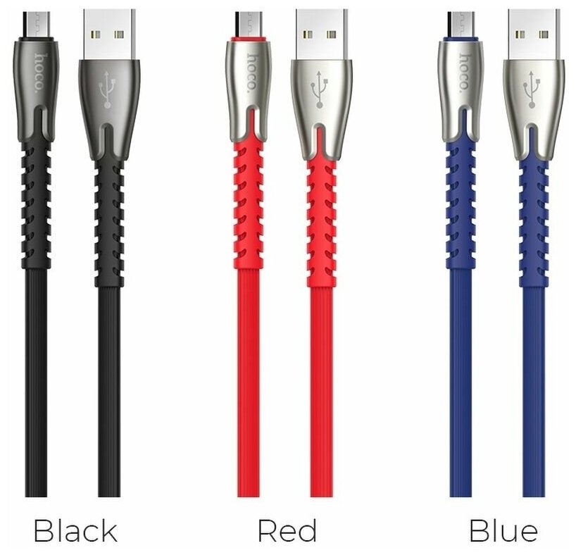 Кабель USB - микро USB HOCO U58 Core 1.2м круглый 2.4A силикон цвет красный