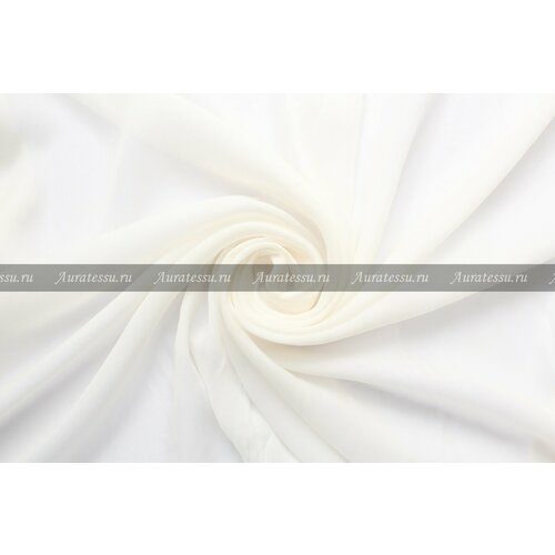 Ткань Шелковый шифон-жаккард стрейч молочного цвета, ш138см, 0,5 м ткань шелковый шифон песочного цвета