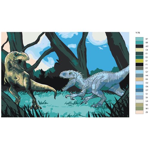 Картина по номерам Y-76 Тираннозавры - Динозавры 80x120