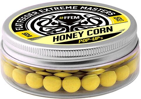 Плавающие бойлы FFEM POP-UP HONEY CORN 10мм Мёд и Кукуруза 50мл (55 штук) жёлтый / насадочные бойлы / поп-ап / плавающий бойл