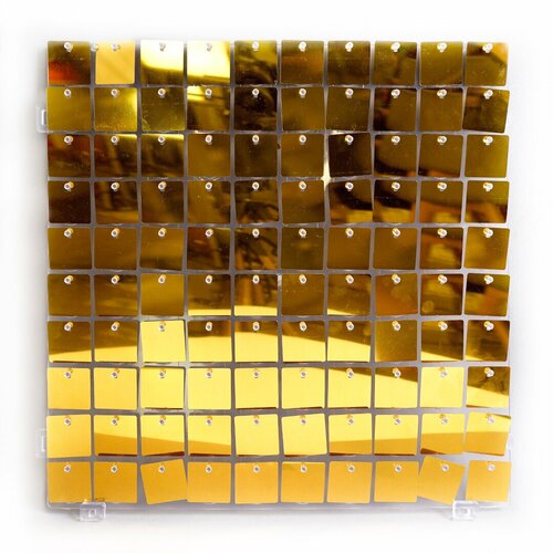 Декоративная панель Пайетки, Прозрачная основа, 30*30 см, Золото, Металлик, 1 шт.