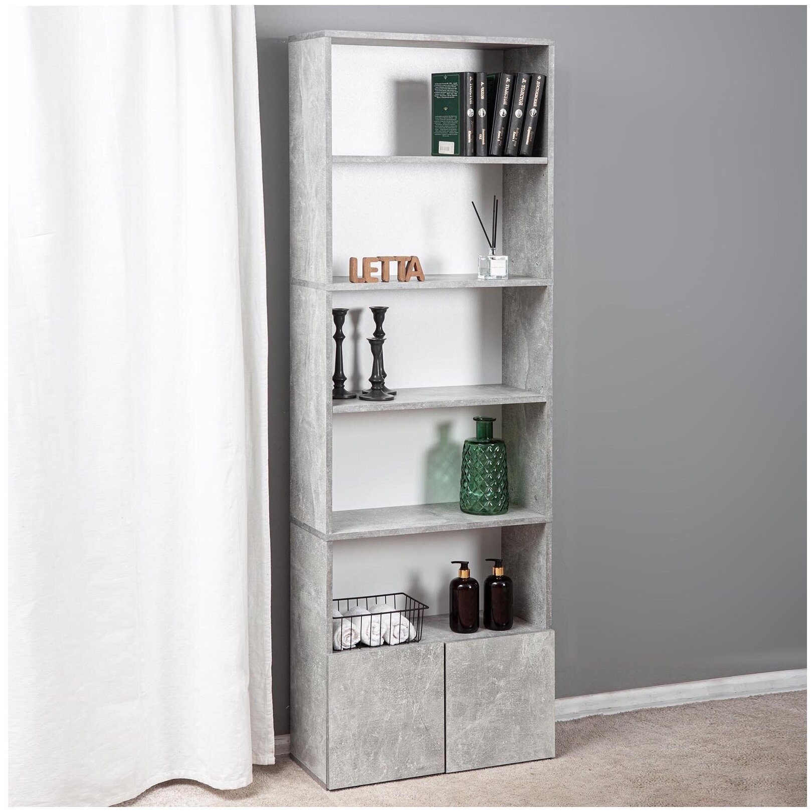 фото Стеллаж Hardy Лайт с дверками Бетон