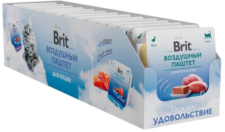 Влажный корм для собак мини пород Brit Premium Воздушный паштет Утка, упаковка 14 шт * 100 гр