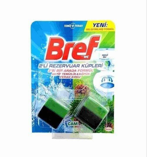 Кубики для сливного бачка Bref Duo-Cubes с ароматом хвои (50 г x 2 шт (1 Упаковка). Новинка