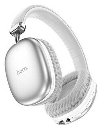 Беспроводные накладные наушники Hoco W35, Bluetooth 5.3, 40 часов работы, AUX, TF, Серебристый + Белый