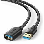 Кабель UGREEN US129 (10368) USB 3.0 Extension Male Cable. Длина: 1м. Цвет: черный - изображение