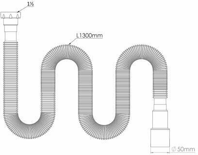 Гофра для сифона (диаметр 1 1/2 в растянутом состоянии 1470 мм, выход d 40*50мм) G133-5 Zegor - фотография № 2