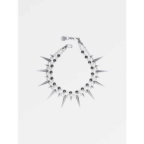 Колье RUSHEV, жемчуг Swarovski синтетический, длина 43 см, серебряный, белый