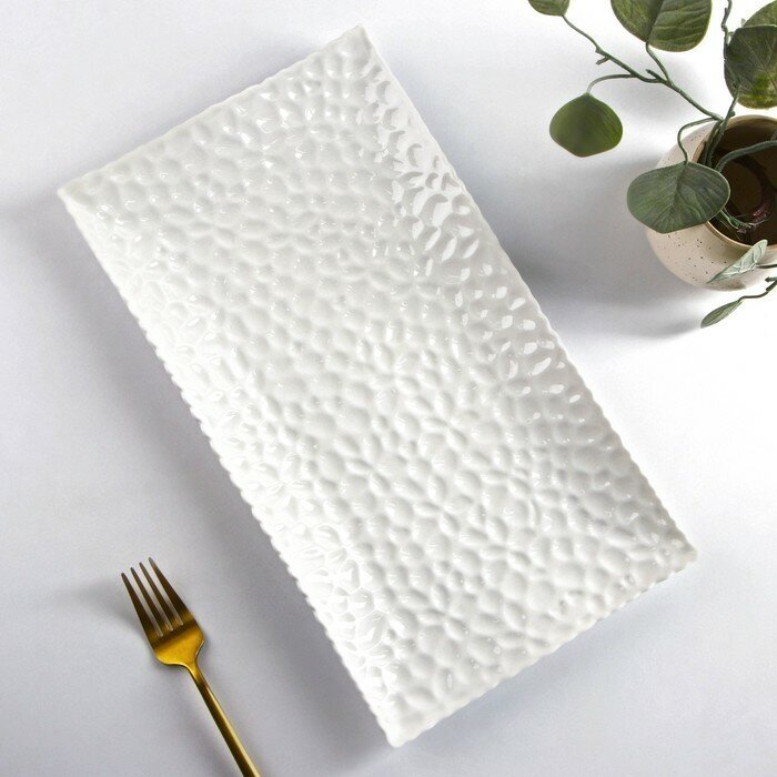 Блюдо керамическое сервировочное «Воздушность», 35,5×19,5 см, цвет белый