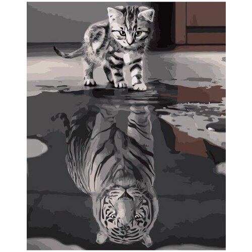 Котенок в отражении Тигр 40х50