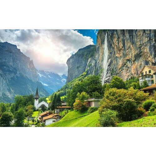 Моющиеся виниловые фотообои Горы. Лаутербруннен, 400х250 см