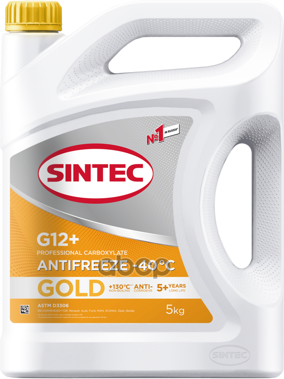 Антифриз Готовый G12 + 5Кг Антифриз Sintec Gold G12 Желтый 5Кг SINTEC арт. 990558