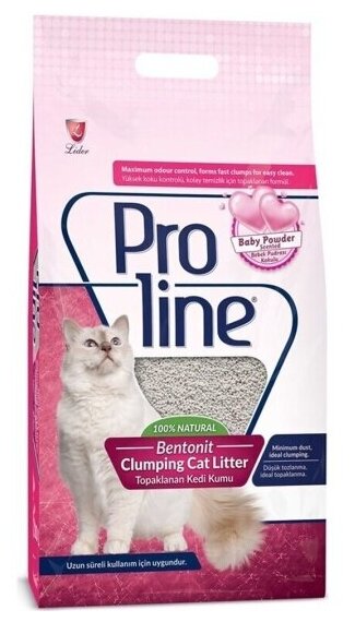 Наполнитель Lider Petfood Комкующийся бентонитовый Proline для кошачьего туалета с ароматом детской присыпки 10 л