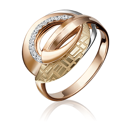фото Кольцо platina комбинированное золото, 585 проба, фианит, размер 18.5 platina jewelry